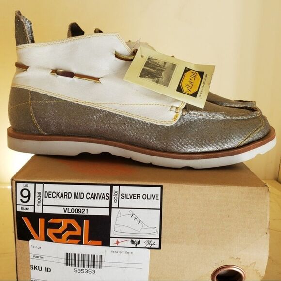 Vintage VAEL Deckard Mid Canvas Shoe Mens Size 9 Silver Vibram Boat Yacht main image 4